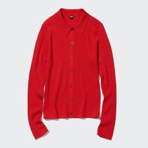 Uniqlo Extra Fine Merino Wool Cardigan L Red
